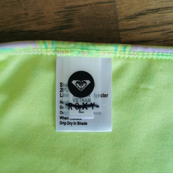 𝅺Roxy Bikini Bottom Neon Yellow Print Bikini Large New - Picture 5 of 7
